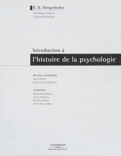Introduction à l'histoire de la psychologie