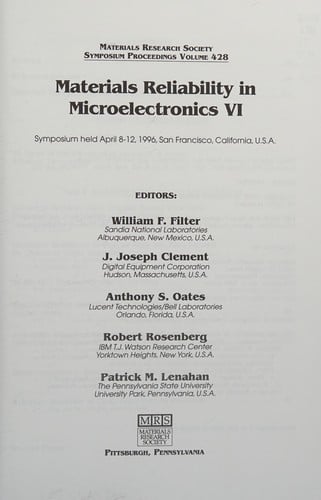 Materials reliability in microelectronics VI
