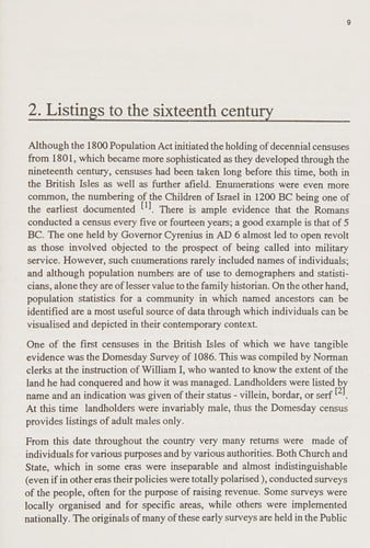 Pre-1841 censuses & population listings