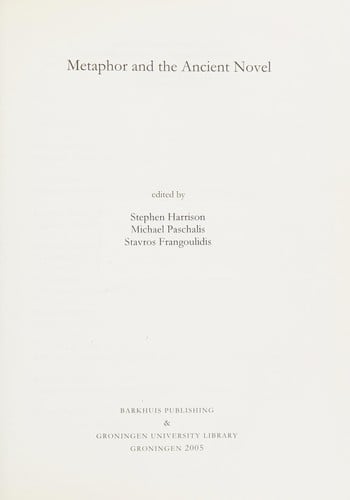Metaphor and the ancient novel
