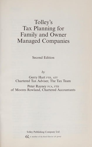 Tolley's tax planning for family and owner managed companies