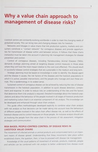 A value chain approach to animal diseases risk management