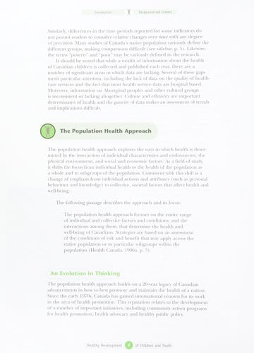 Healthy development of children and youth