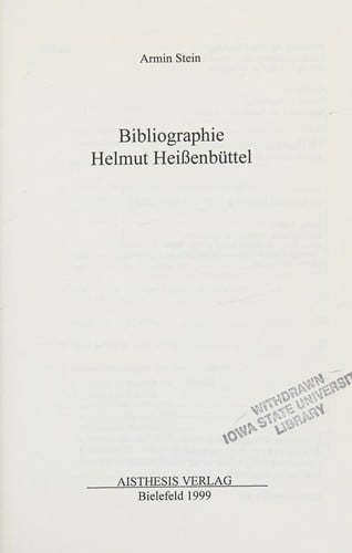 Bibliographie Helmut Heißenbüttel