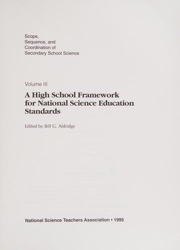 A high school framework for national science education standards