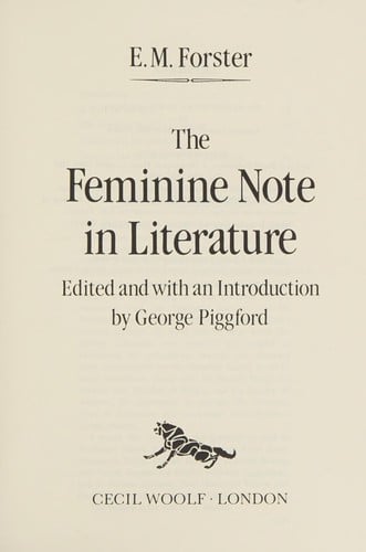 The feminine note in literature