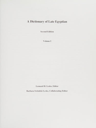 A dictionary of Late Egyptian
