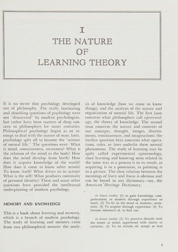 Theories of learning