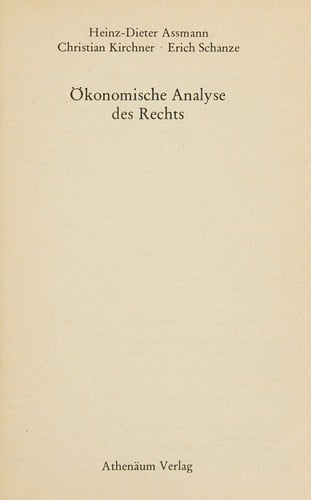 Ökonomische Analyse des Rechts