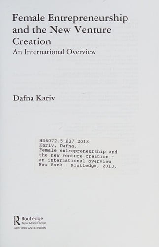 Female entrepreneurship and the new venture creation