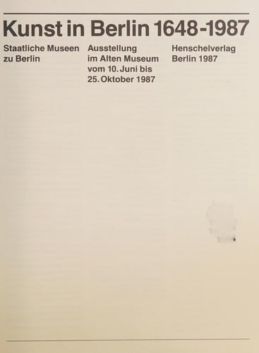 Kunst in Berlin, 1648-1987