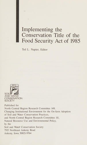 Implementing the Conservation Title of the Food Security Act of 1985