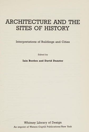 Architecture and the sites of history