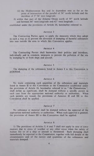 Convention for the prevention of marine pollution by dumping from ships and aircraft