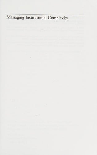 Managing institutional complexity