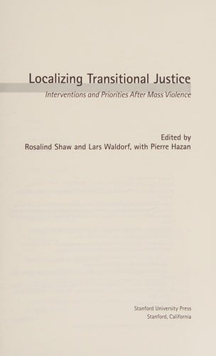 Localizing transitional justice