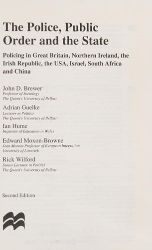 The Police, Public Order, and the State