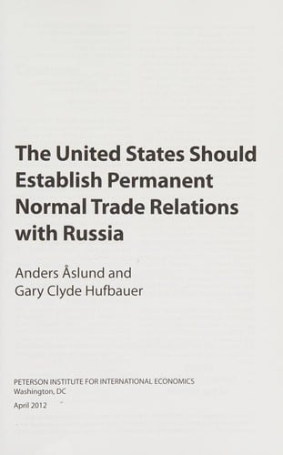 Why it's in the US interest to establish normal trade relations with Russia