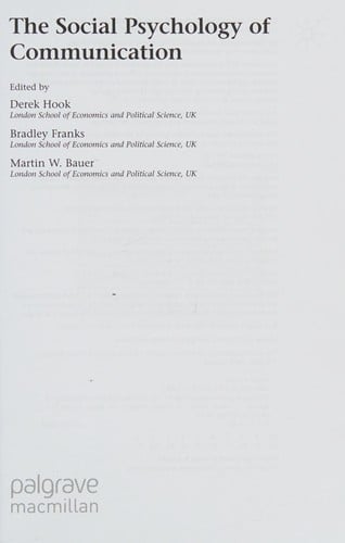 The social psychology of communication