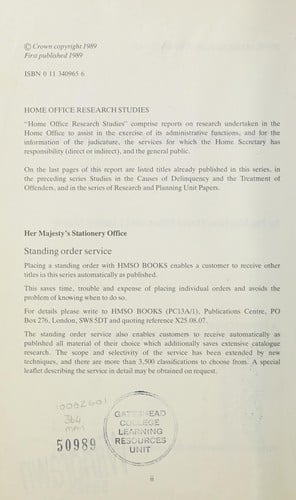 The British Crime Survey 1988 (Home Office Research Study)