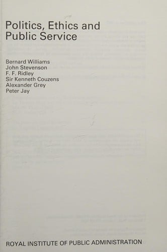 Politics, ethics and public service