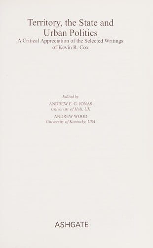 Territory, the state, and urban politics