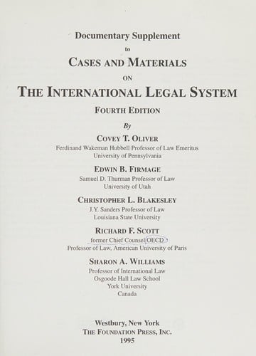 Cases and materials on the international legal system