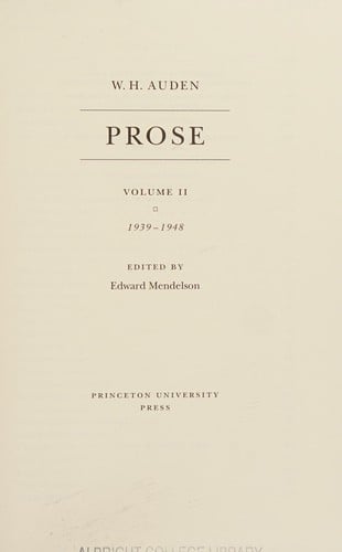 The Complete Works of W. H. Auden