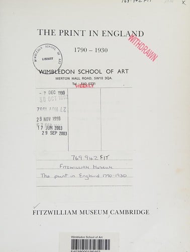 The Print in England 1790-1930