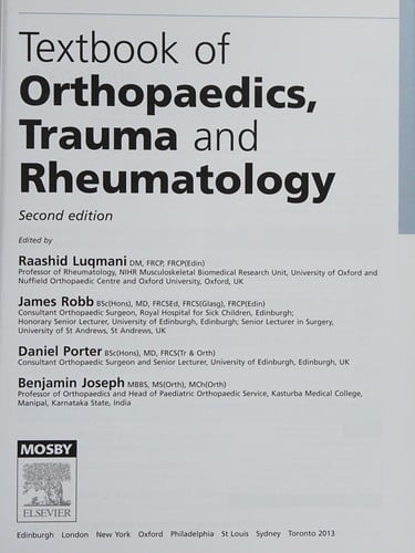 Textbook of orthopaedics, trauma, and rheumatology