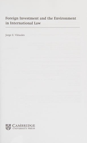 Foreign investment and the environment in international law
