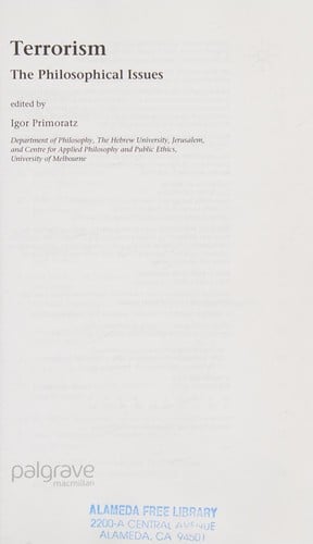 TERRORISM: THE PHILOSOPHICAL ISSUES; ED. BY IGOR PRIMORATZ