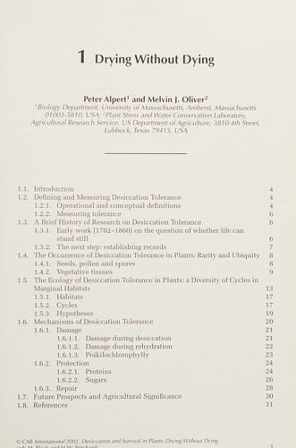 Desiccation and survival in plants