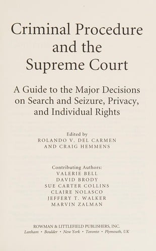 Criminal procedure and the Supreme Court
