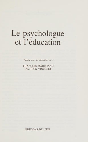 Le Psychologue et l'éducation