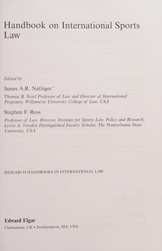 Handbook on international sports law
