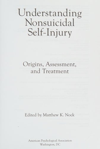 Understanding nonsuicidal self-injury