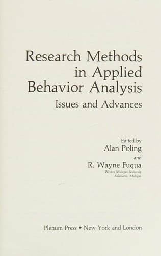 Research methods in applied behavior analysis
