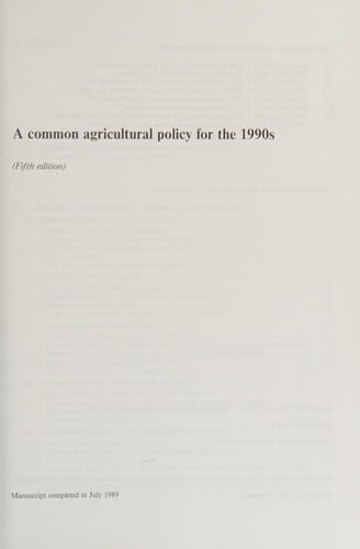 A Common agricultural policy for the 1990s