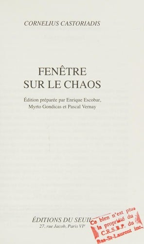 Fenêtre sur le chaos