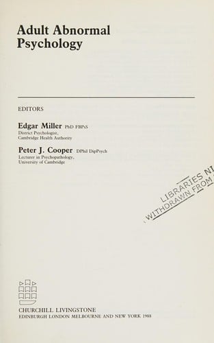 Adult abnormal psychology