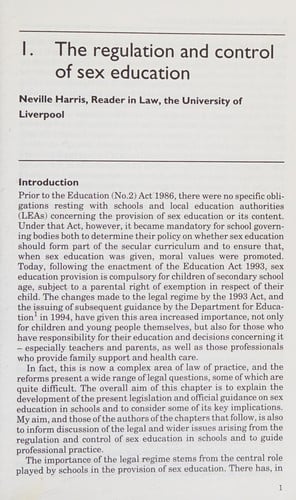 Children, sex education and the law