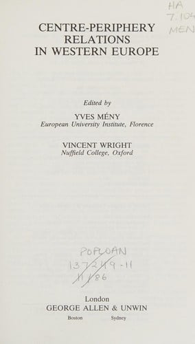 Centre-periphery relations in Western Europe