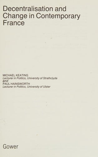 Decentralisation and change in contemporary France