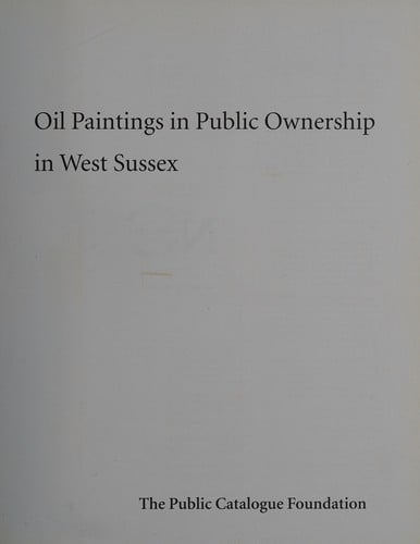 OIL PAINTINGS IN PUBLIC OWNERSHIP IN WEST SUSSEX