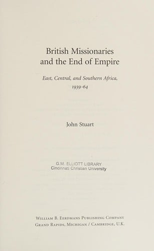 British missionaries and the end of empire