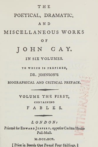 The poetical, dramatic, and miscellaneous works of John Gay