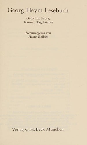 Georg Heym Lesebuch