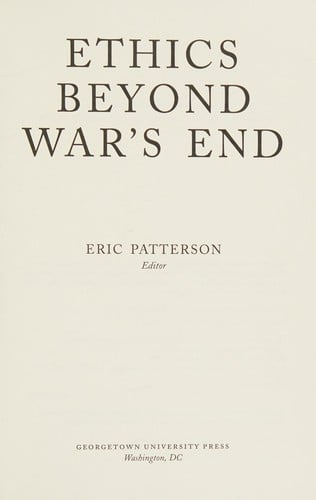 Ethics beyond war's end