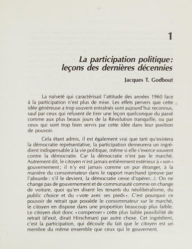 La Participation politique